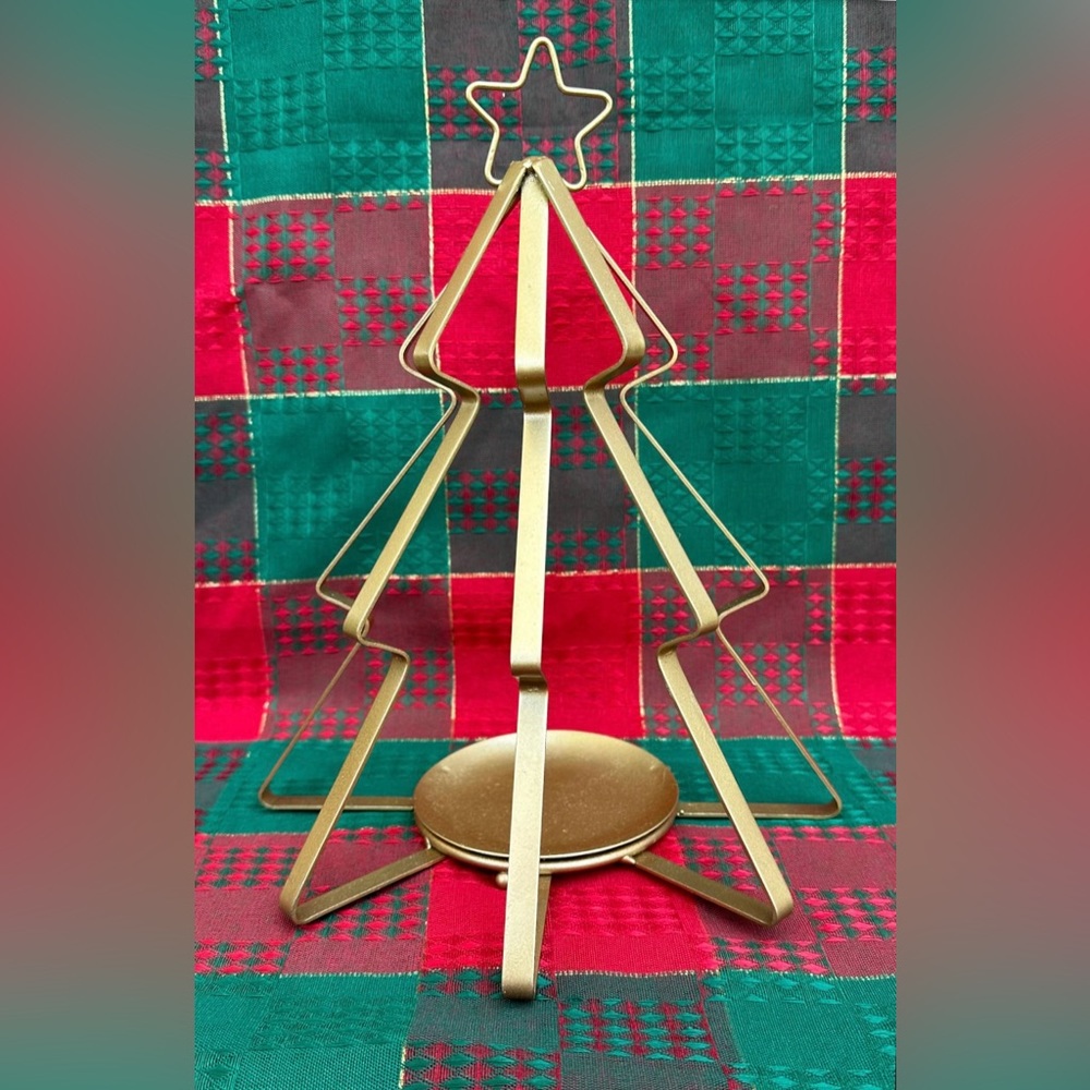 Gold Christmas Tree Candleholder